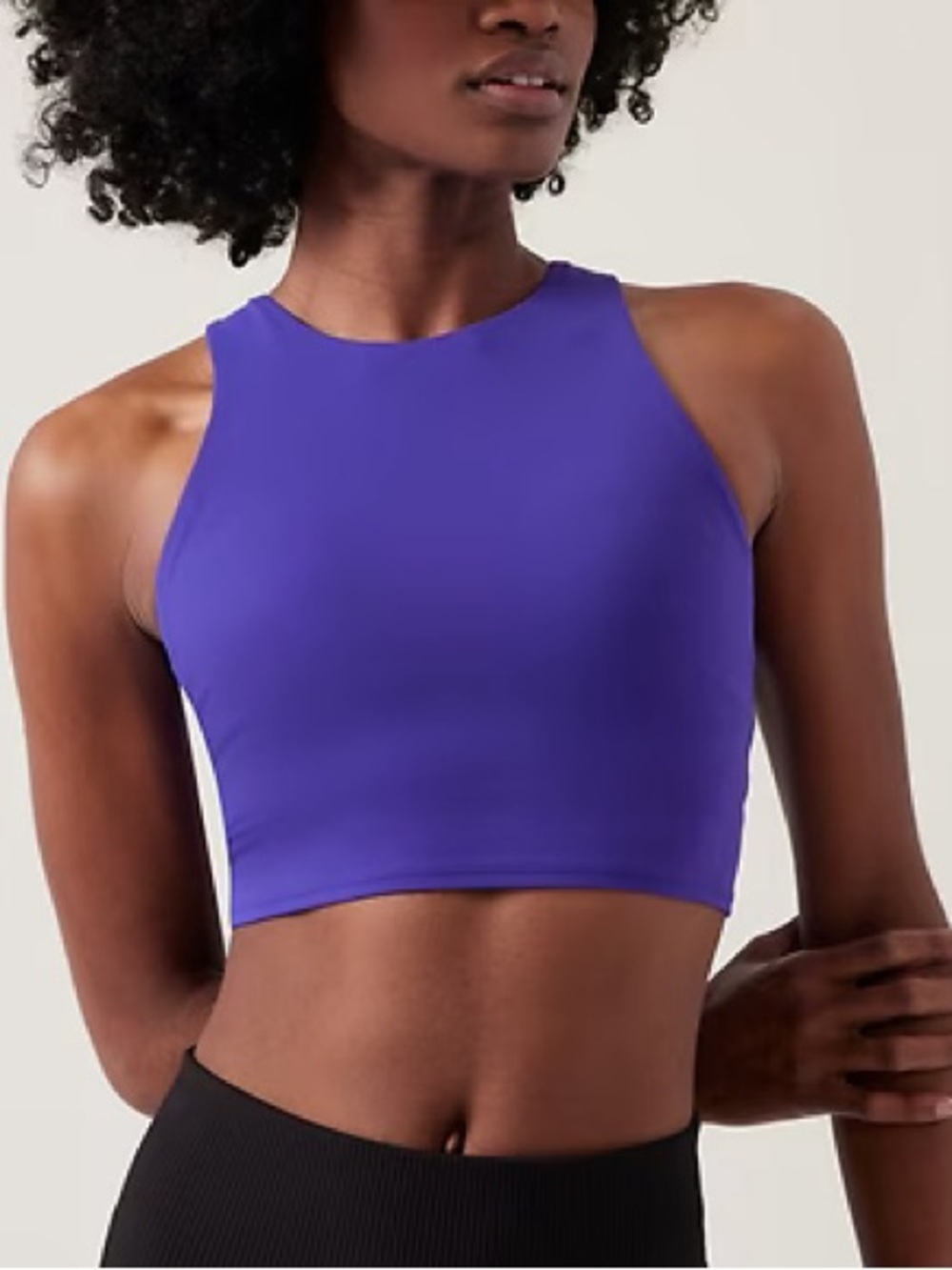 Athleta Women L Noble Blue Athletic Racerback Conscious Crop Bra Top A-C